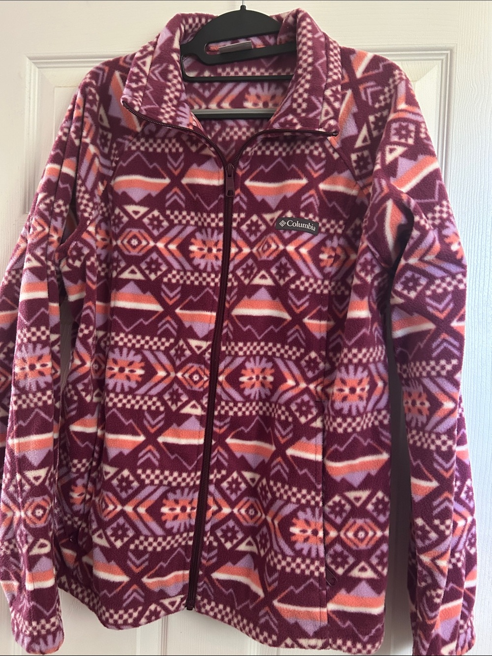 Columbia Plum, Pink & Coral Geometric Fleece Jacket